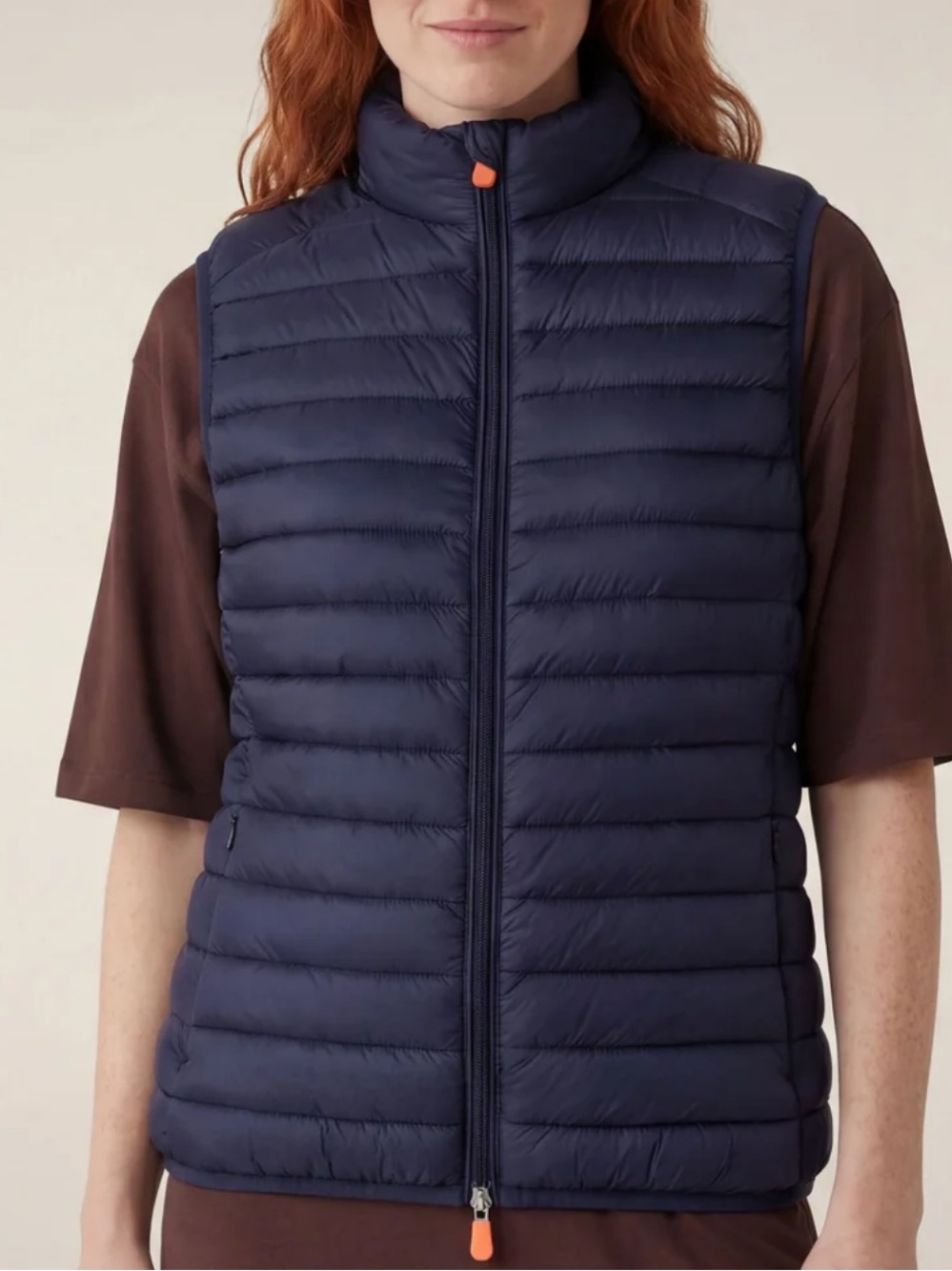 SAVE THE DUCK Navy Quilted Puffer Vest with Faux Sherpa Interior